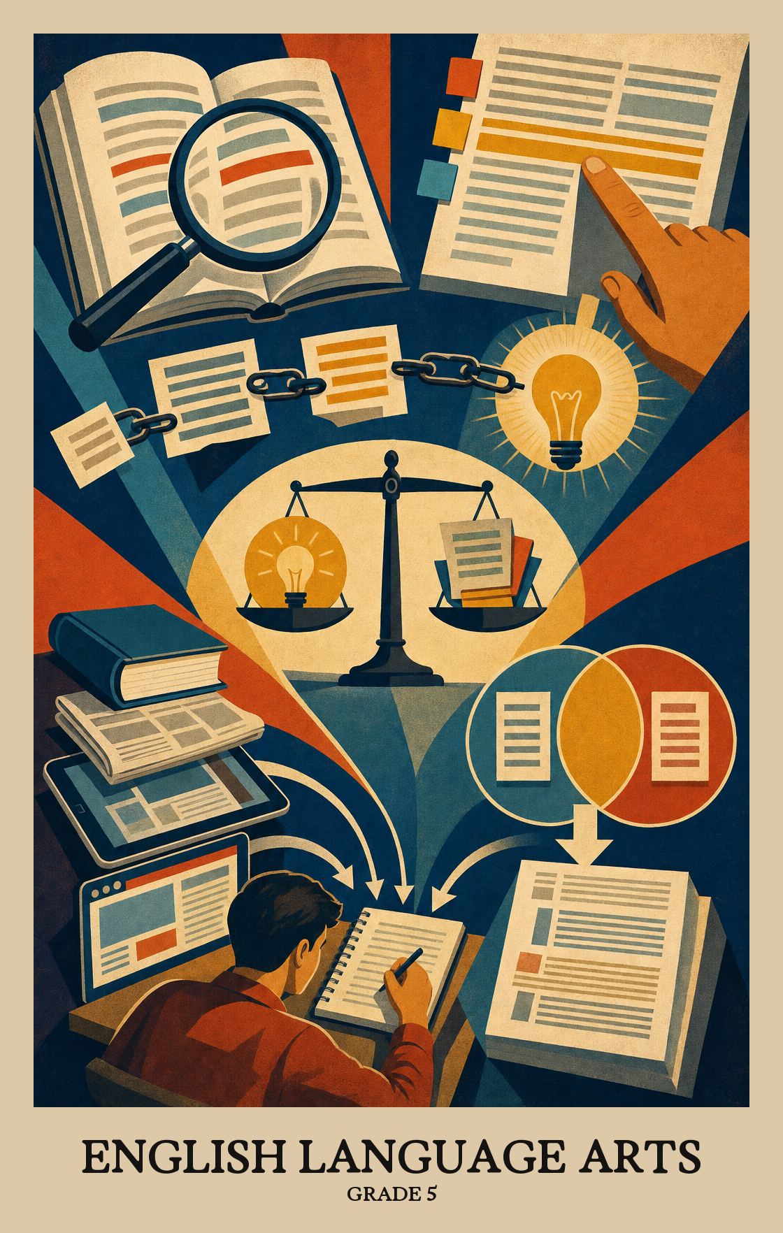 Illustration of what students learn in Grade 5 English Language Arts